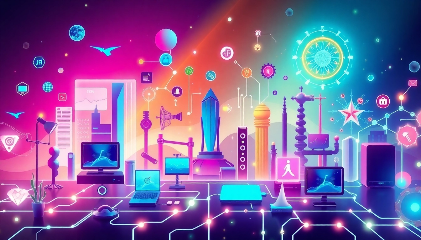 Liên minh KJC leaders collaborating in a high-tech, futuristic digital environment emphasizing innovation and connectivity for seamless entertainment services