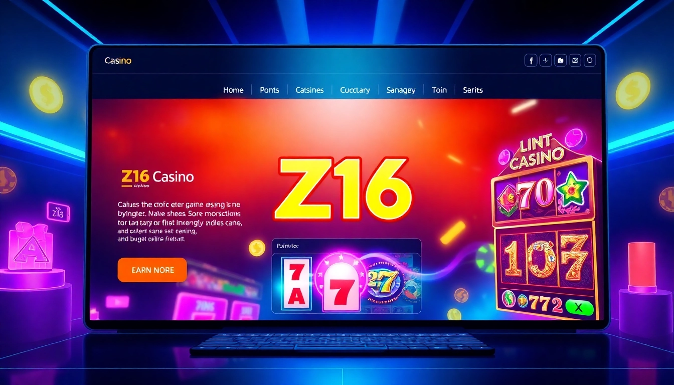 Z16 online casino platform showcasing secure, fast slot gaming experience with modern graphics