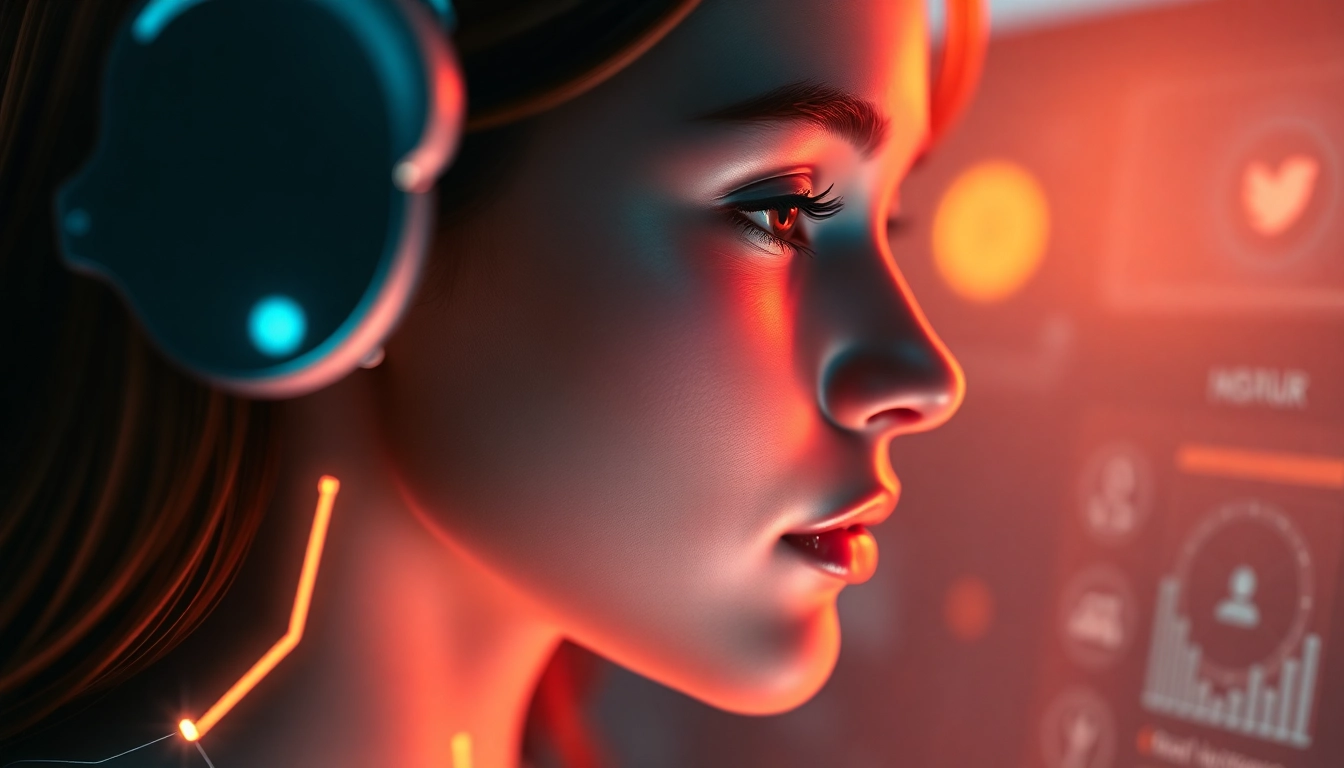 AI girlfriend engaging in a personalized, unfiltered NSFW chat within a high-tech chat interface, capturing intimacy and realism for users.