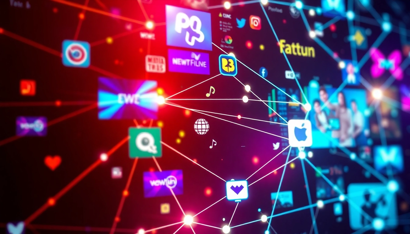Liên minh KJC connecting diverse international digital entertainment platforms with vibrant, modern visuals for engaging user experience