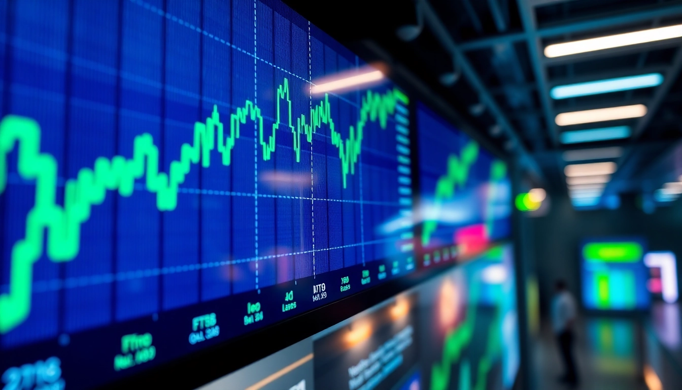 Up-to-date news on stocks and shares with digital market graphs and financial data analysis