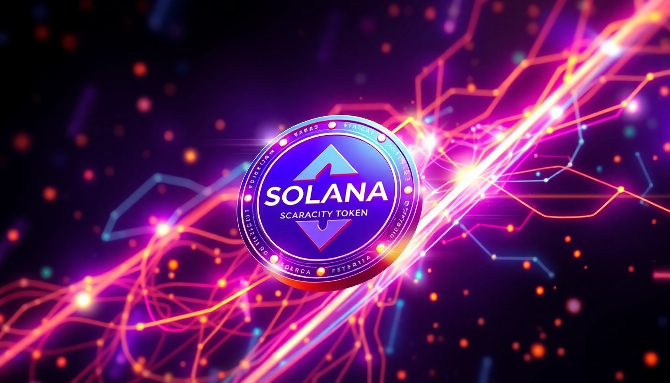 Dynamic illustration of Solana Scarcity Token emphasizing scarcity features and blockchain