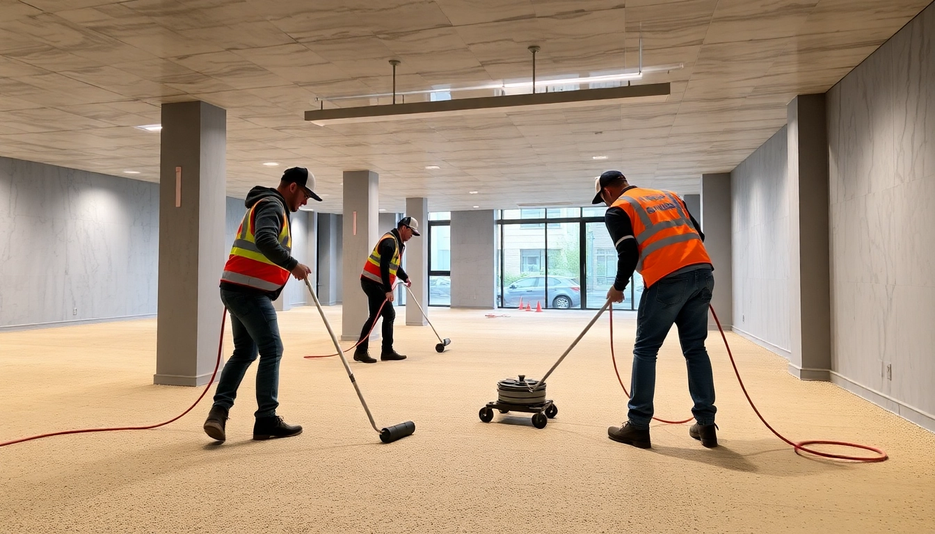 Professional liquid screeding Birmingham installation in progress on a modern building floor